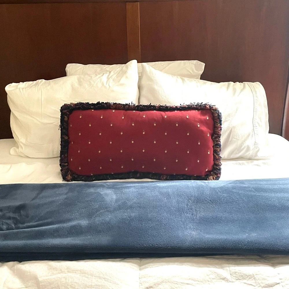 Maroon w/Navy Fringe Accent Pillow